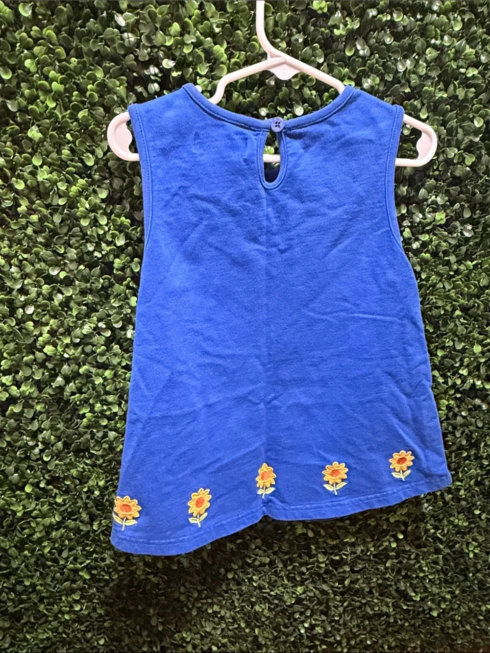 Gymboree Royal Blue Sleeveless Tunic with Sunflower Embroidery